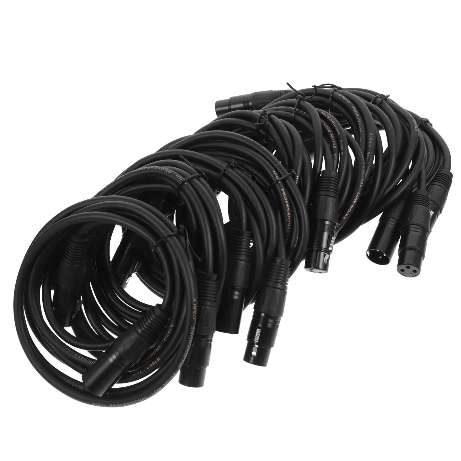 10Pcs 2M Dmx 신호 케이블 3핀 Xlr M-F 소프트 PVC 재킷 방수 견고한 브레이드 쉴드 무대 조명 케이블 블랙