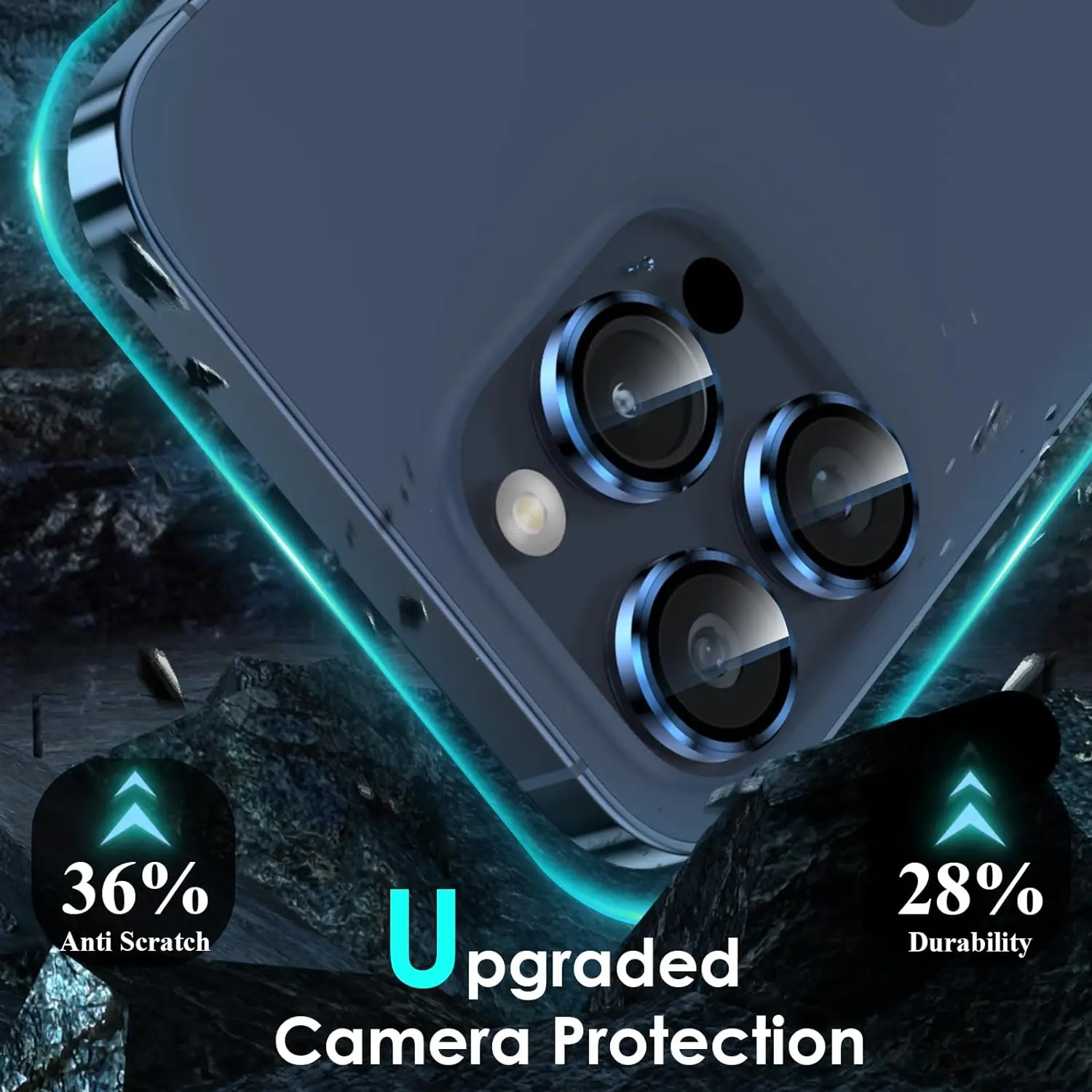 Camera Lens Protector for iPhone 15 Pro Max 14 Plus 13 iPhone15 14Pro 15Pro 15Plus Tempered Glass Protection Cover Titanium Blue