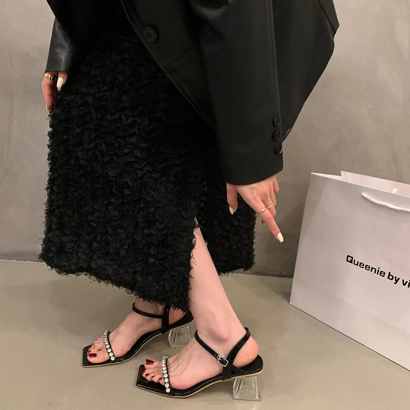 

Роскошные Дизайнерские летние женские сандалии с кристаллами, модные элегантные туфли с узким ремешком, женская уличная обувь, яркое платье