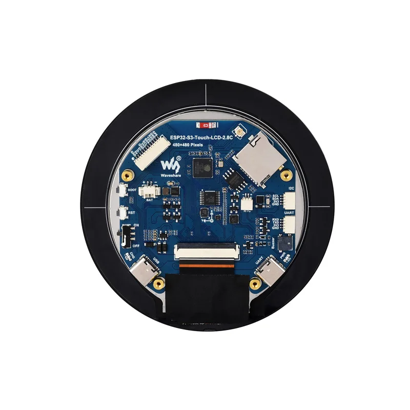 Waveshare ESP32-S3 2.8inch Round IPS LCD Display 480x480 Touch Option QMI8658 Sensor / MIC / SD MP3 Audio /HMI development board raspberry pi touch screen display For Arduino