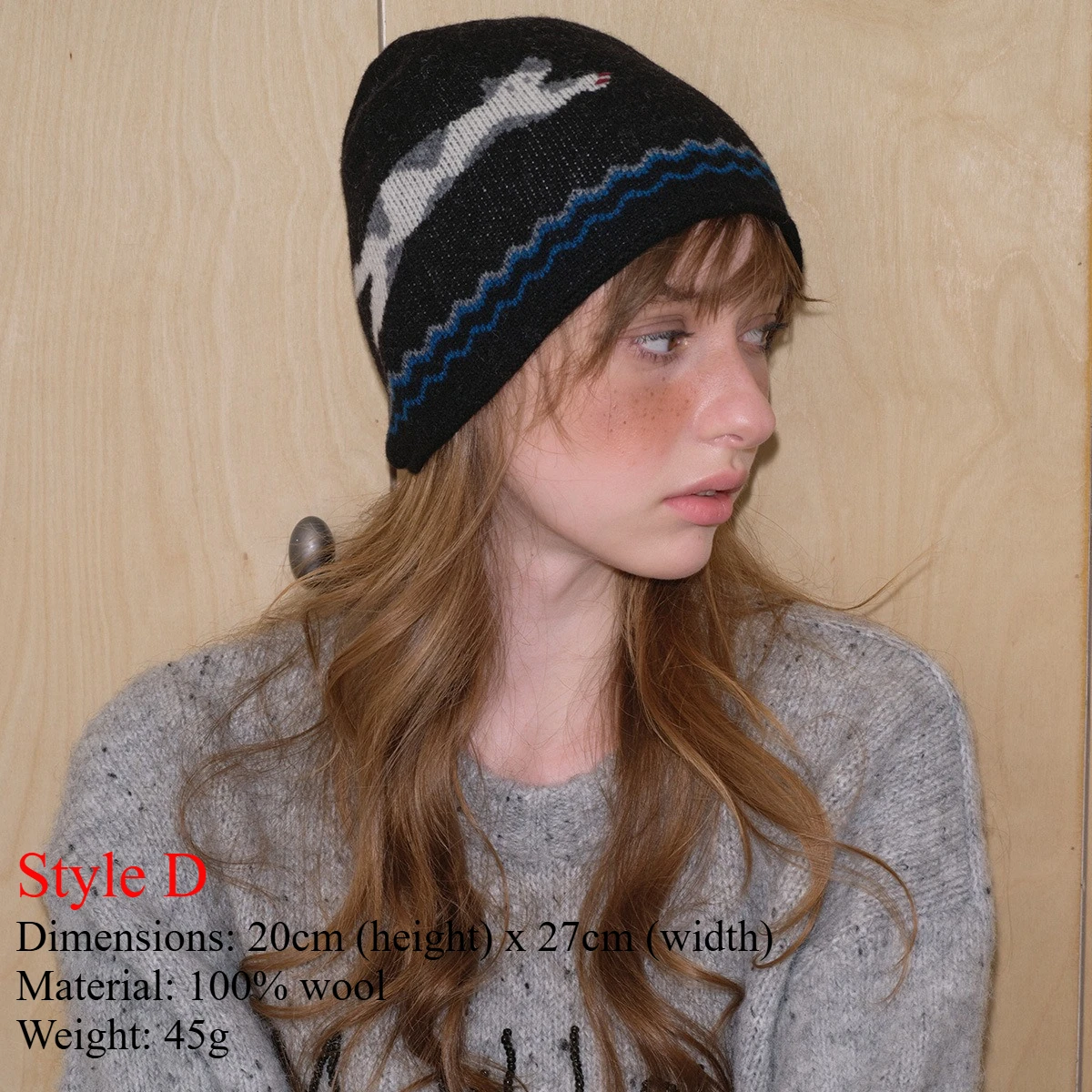 Gorro de punto de lana y piel auténtica