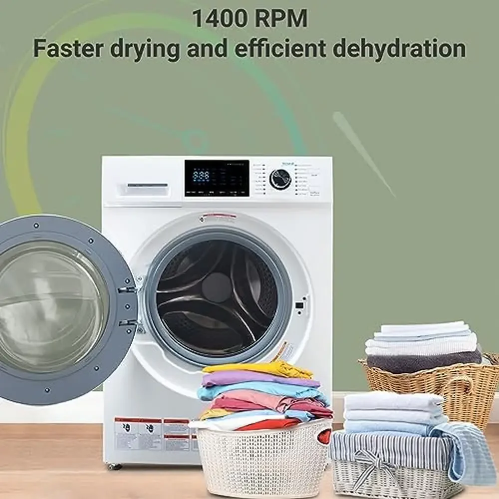 Compact 2-in-1 Ventless Washer Dryer Combo 2.7 Cu.Ft LED Display 1400 RPM Spin 16-Cycle Options Perfect Apartments RVs Homes 4