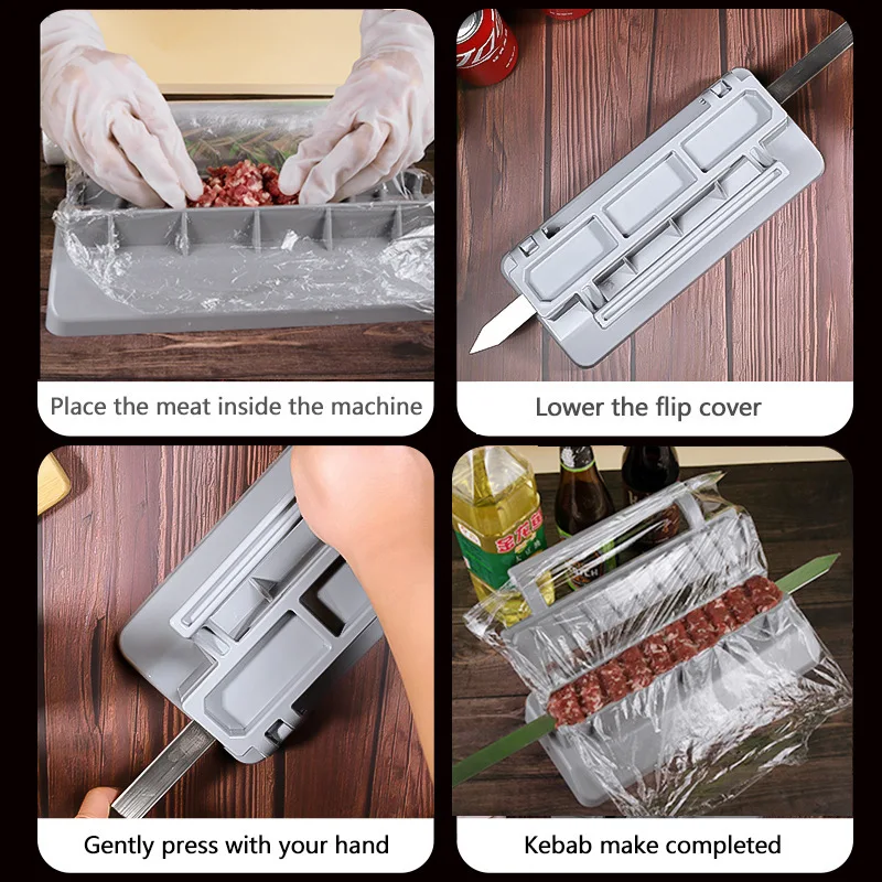 BBQ tool Barbecue skewer mold Plastic Kebab Press Manual Portable Reusable BBQ Skewer Maker Outdoor Tools
