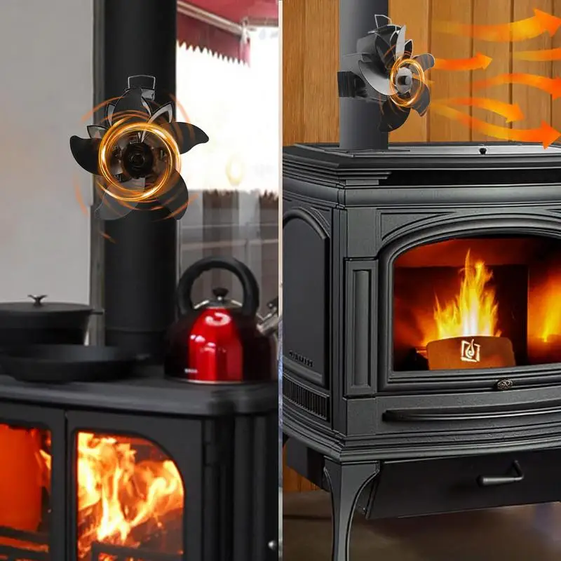 Heat Powered Wood Stove Fan Heat Powered Stove Fan 5 Leaves Heater Silent For Home Wood Log Burner Fireplace