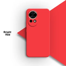 Premium Liquid Silicone Phone Case with Camera Protection - High-Quality Square Soft Bumper Cover for Huawei Nova 13 Pro (Bright Red)