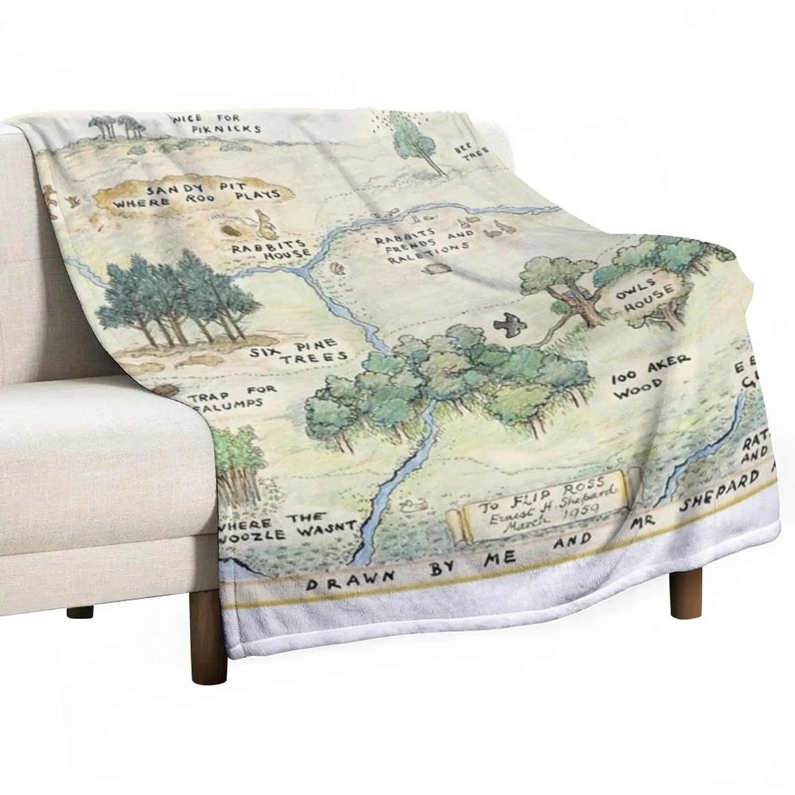 

100 Acre Wood Map Throw Blanket Retro Blankets Baby Blanket Nap Blanket blankets and throws
