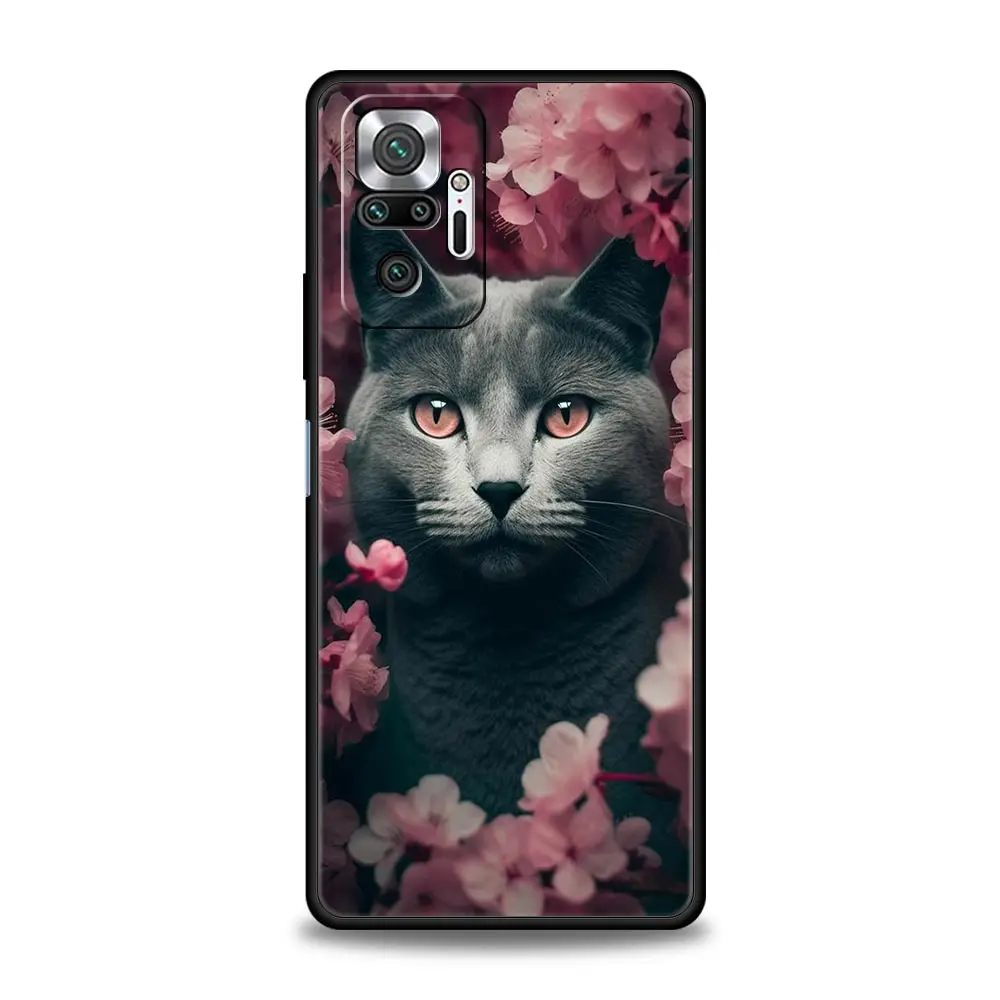 Adorable Cat Design Phone Case - Black Cover