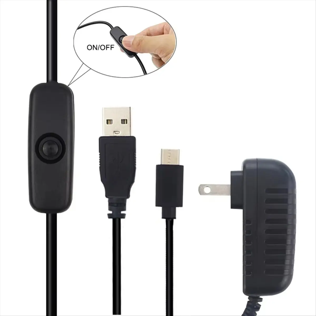 온/오프 스위치가 있는 5V 3A 전원 공급 장치 Zero 3 / 3B US 플러그용 충전기 USB Type-C 전원 어댑터