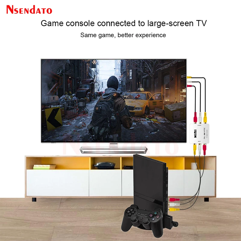 Mini PAL NTSC RCA Bi-direction TV Video System Converter PAL To NTSC PAL To NTSC NTSC to PAL  Switcher Adapter For PS3 Xbox DVD