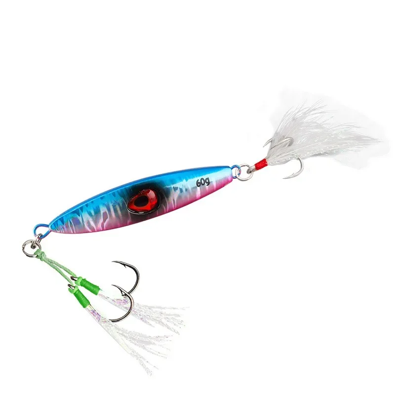 1Pcs Jigging Lures 40g 60g 80g Metal Jig Sinking Pitch Biomimetic Fish Iron Plate Bait Boat Fishing Sea Fishing Mackerel Tuna