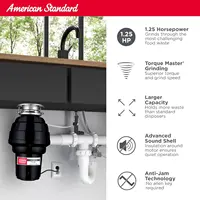 Standard 10-US-AS-12 Garbage Disposer, 1.25 HP, Disposal with Power Cord 2