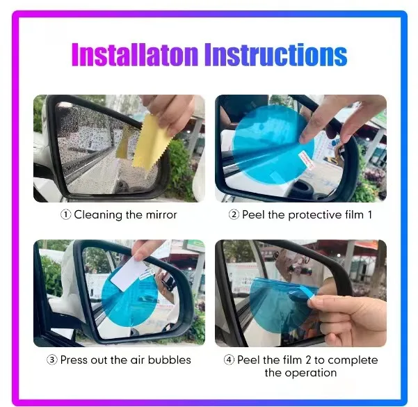 2Pcs 자동차 백미러 방수 필름 사이드 윈도우 발수 필름 역 반사판 안티 안개 맑은 물 방수 필름