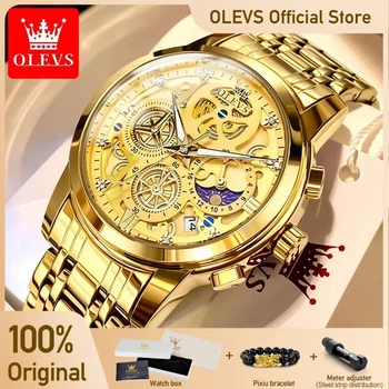 OLEVS Gold Skeleton Watch