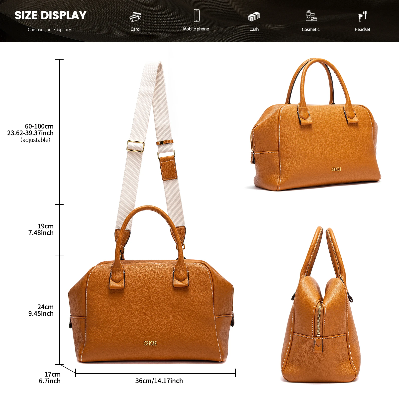 حقيبة كروس نسائية من تصميم CHCH، تتميز بتصميم خريف...