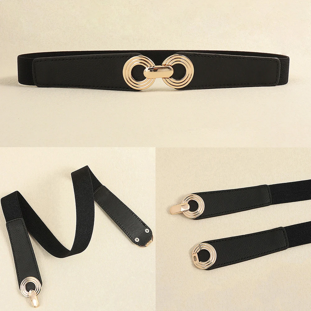 Belt PU Leather Dress Skirt Waist Elastic Thin Women Belts Ladies Waistband Belts for Women Luxury Designer Brand black white