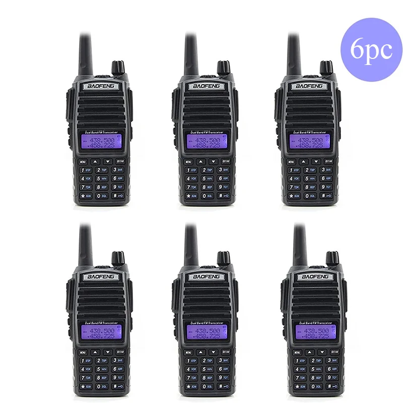 

6PCS Baofeng UV82 Radio Dual band 8W PowerfuL Walkie Talkie 136-174&400-520MHz 2800mAH battery Two way radio UV-82
