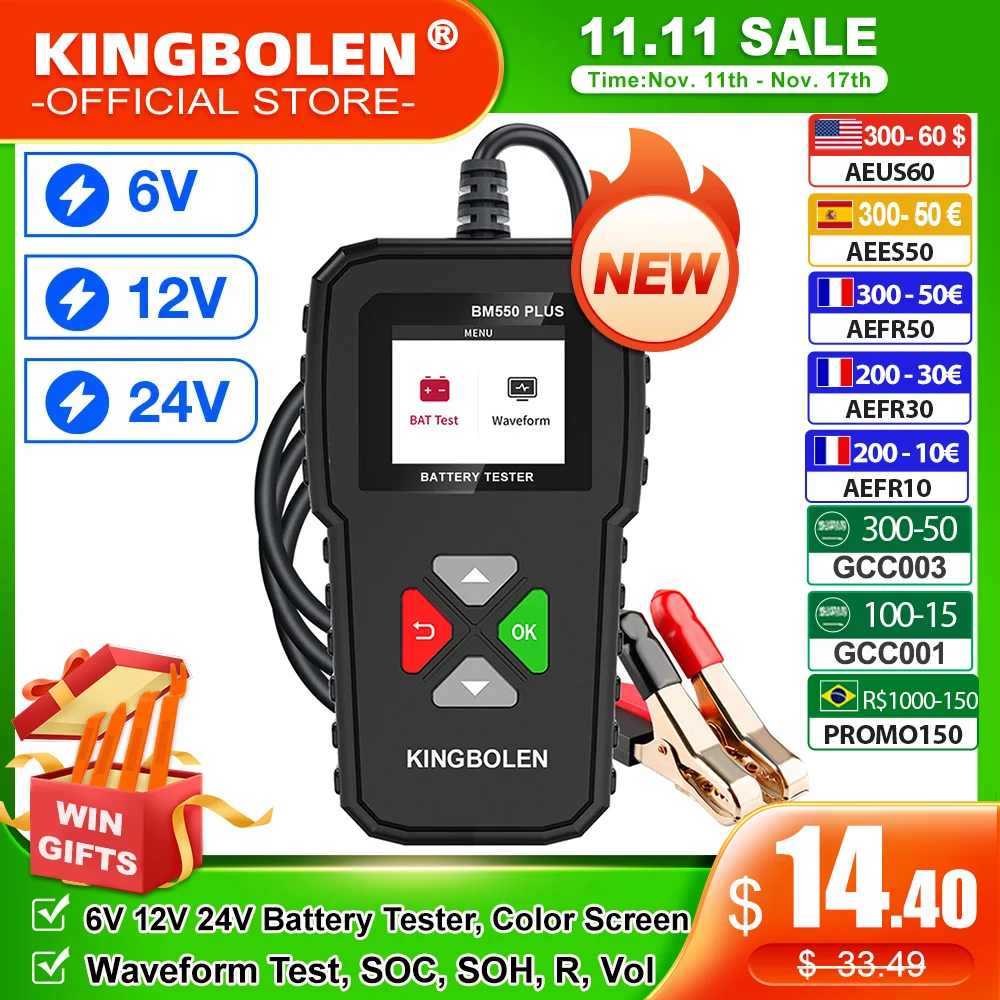 KINGBOLENBM550PLUSCarBatteryTester6V12V24VCCASOCWaveform