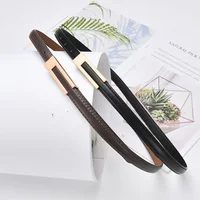 Ceinture de luxe en cuir PU pour femmes, boucle dorée, mode, métal fin, noir et blanc, pour robe en jean, nouvelle collection 2024 3