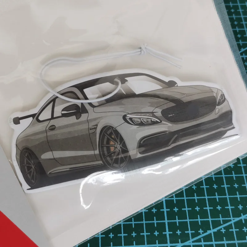 Car Air Freshener Perfume Rearview Mirror Hanging Pendant For Mercedes Benz AMG C C63 Grey