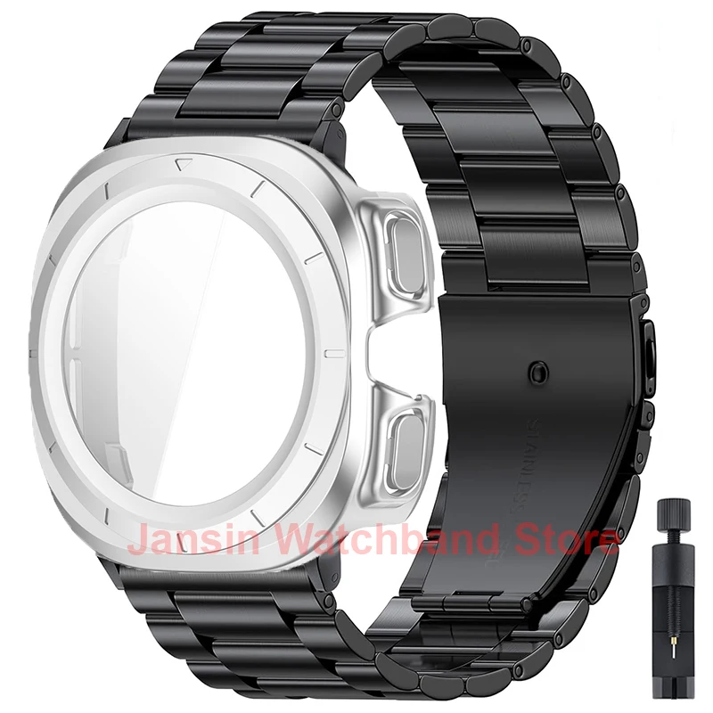 Premium Glass Case with Metal Strap - Stainless Steel Watch Band