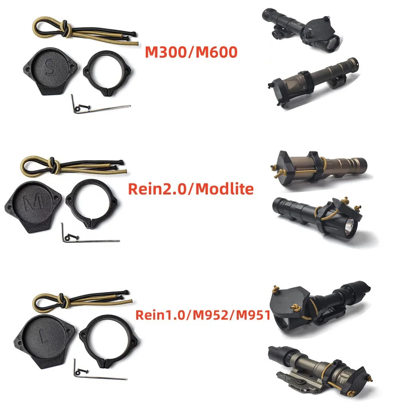 Flashlight Protective Lens cover Weapon Light Cap for SF M300/M600 Rein 1.0/2.0 Modlite Fit 1.125in/1.25in/1.45in
