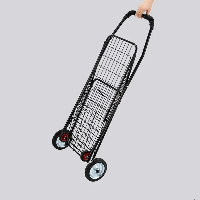 A Bevásárlókosár-Kocsi Összehajtható Háztartási Négykerekű Szupermarketek Festett Vas Kosár Öreg Ember Hordozható Kéz - Image 3