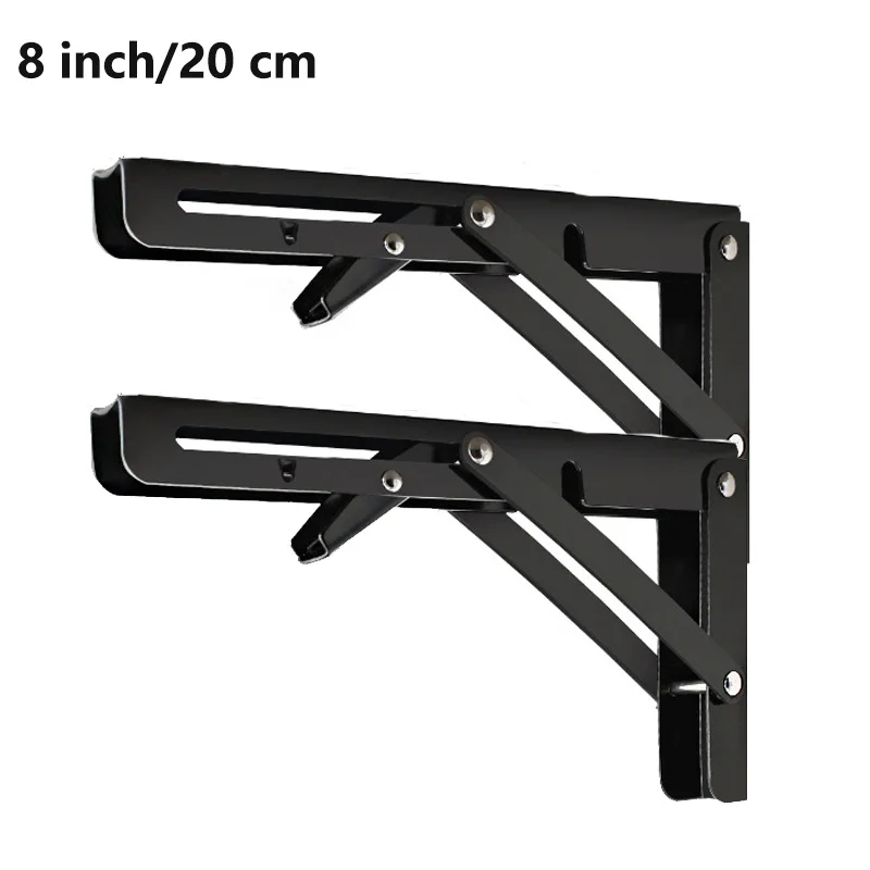Set of 2 Heavy-Duty Steel Folding Shelf Brackets - Wall-Mounted Design for Workbenches and Tables
