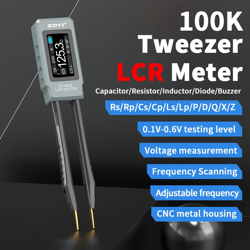 ZOYI ZTMD2 Smart Tweezer LCR Digital Bridge Tester One-key measurement for Resistance Capacitance Inductance Diodes Voltage