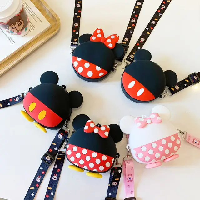 Disney Mickey Mouse Cartoon Kawaii Silicone Shoulder Bag Cute Girl Fashion Messenger Bag Mini Coin Purse Fashion Anime Gift Toy 2