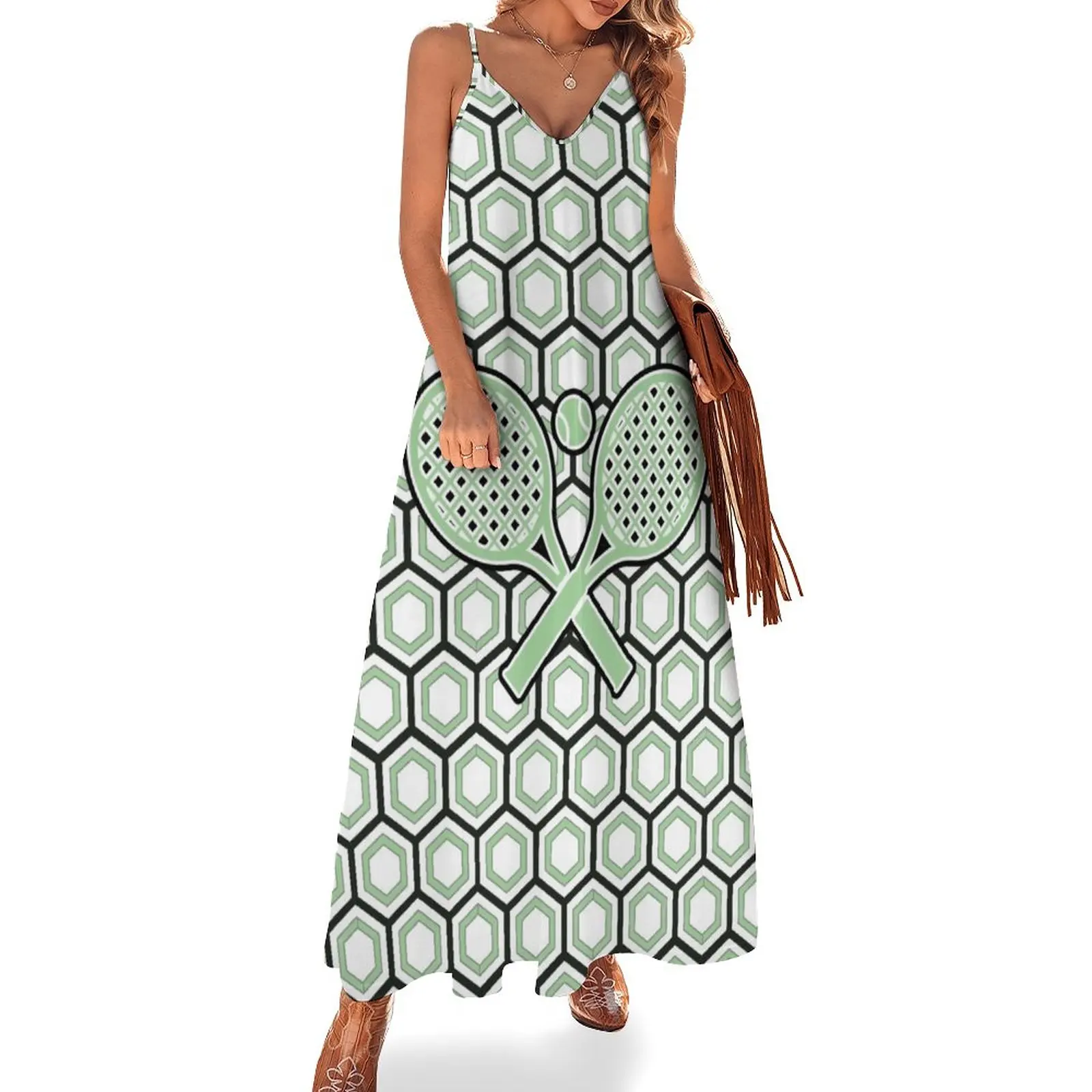 

Tennis Hexagon pattern Sleeveless Dress Women long dress dresses for womens cocktail dresses dresses for woman