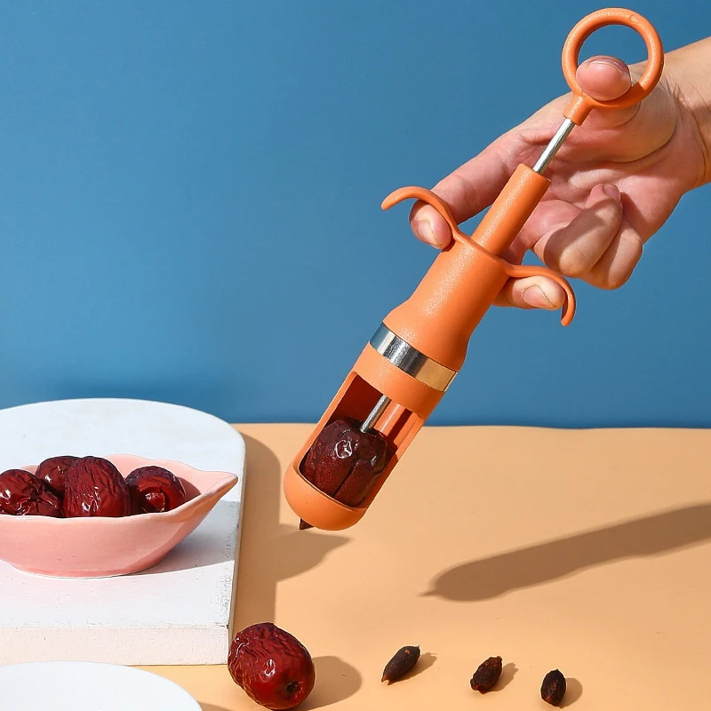 Creative Red Date Pitting Device Kitchen Gadget Fruit Pit Separator Manual Push Type Quick Core Remover Kitchen Accessories