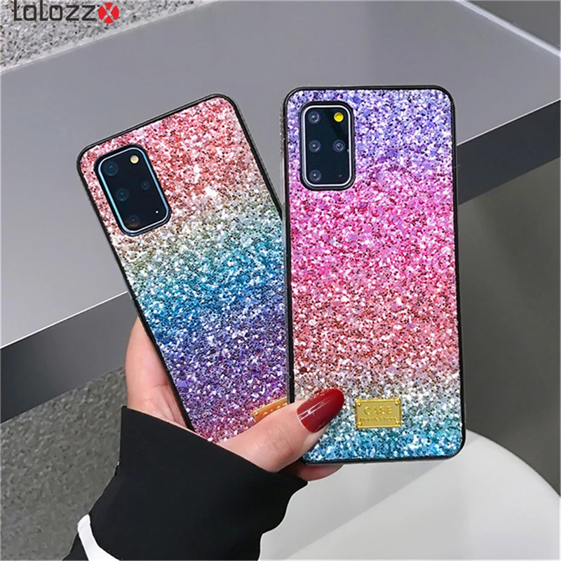 Luxury Shiny Rainbow Glitter Diamond Case For Samsung S22 Ultra S21 Plus S20 S10 Note 20 10 Bling Rhinestone Soft Silico_voghion.com