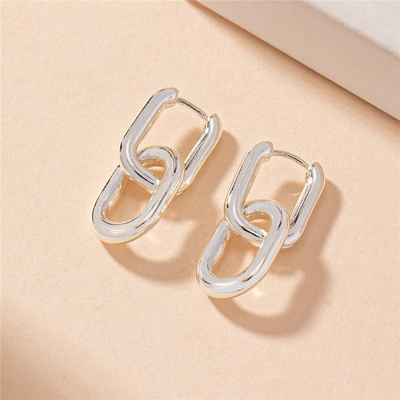 14K Gold Plated Double U-shape Hoop Earrings for Women 2025 New Fashion Earrings Party Jewelry Wholesale
