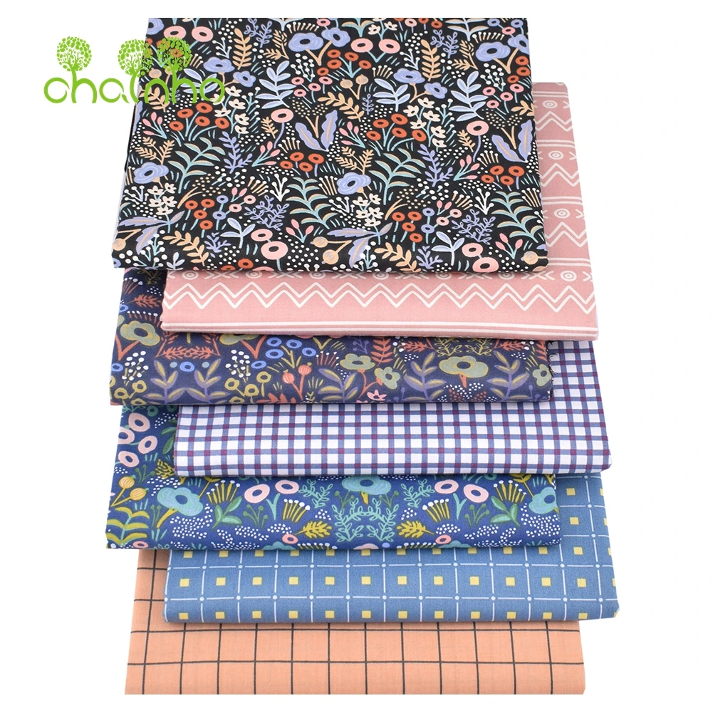 Chainho,Printed Twill Weave Cotton Fabric,Patchwork Cloth,DIY Sewing Quilting Material,Floral Series,2 Specification,CC242