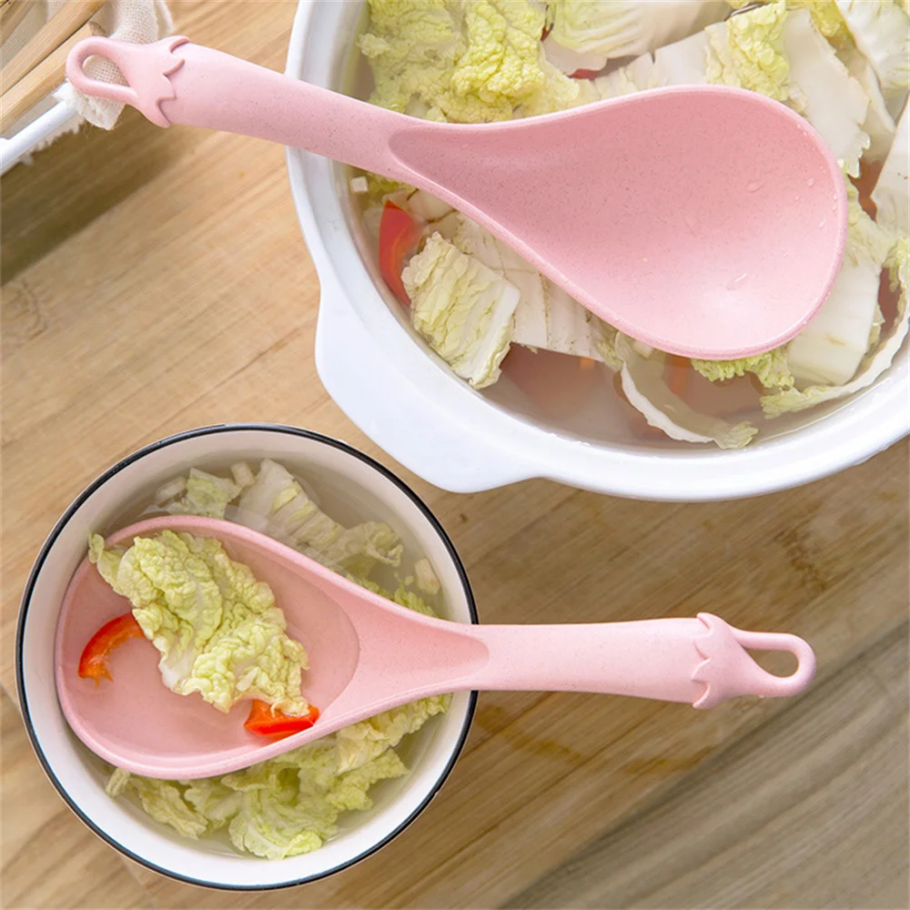 Thickened Porridge Spoon Wheat Straw Kitchenware Rice Spoon Household Soup Kitchen Plastic Large Eggplant 1/2PCS silicone spatula,stainless steel spoon,silicone kitchen utensils,silicone cooking spoon,wooden cooking spoon,plastic rice spoon,cooking scoop