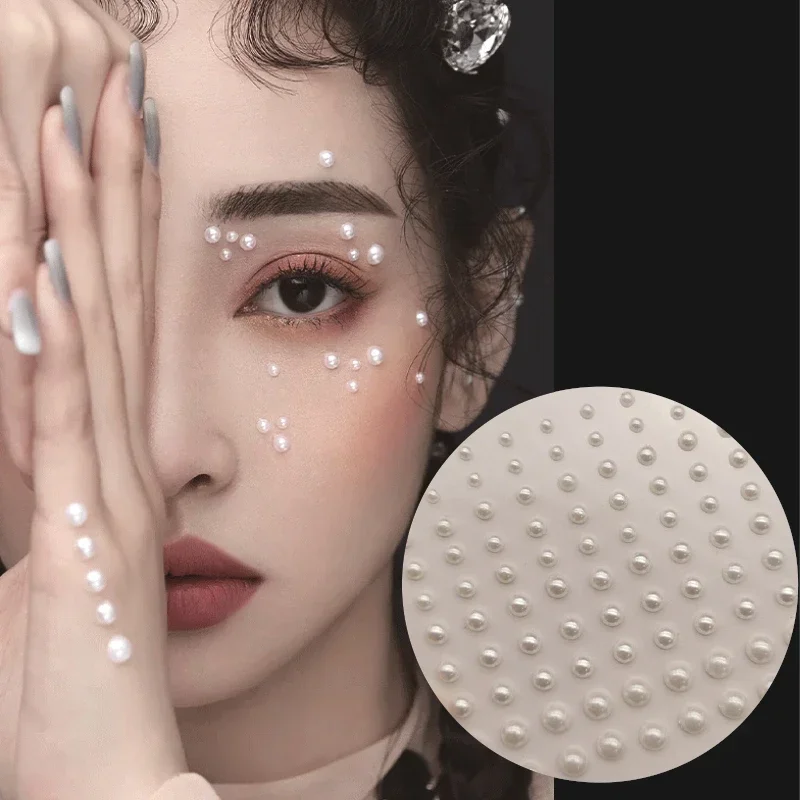 

Искусственный жемчуг 4/6/8 мм, украшение для макияжа, самоклеящаяся тату-наклейка, самодельные Украшения, цветные полукруглые плоские жемчужные наклейки