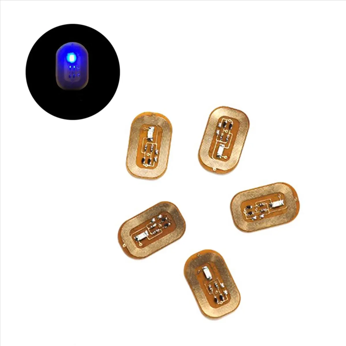 10Pcs NFC 플래시 네일 스티커 LED 베어 칩 지능형 발광 네일 램프 네일 스티커 강화, 진한 파란색