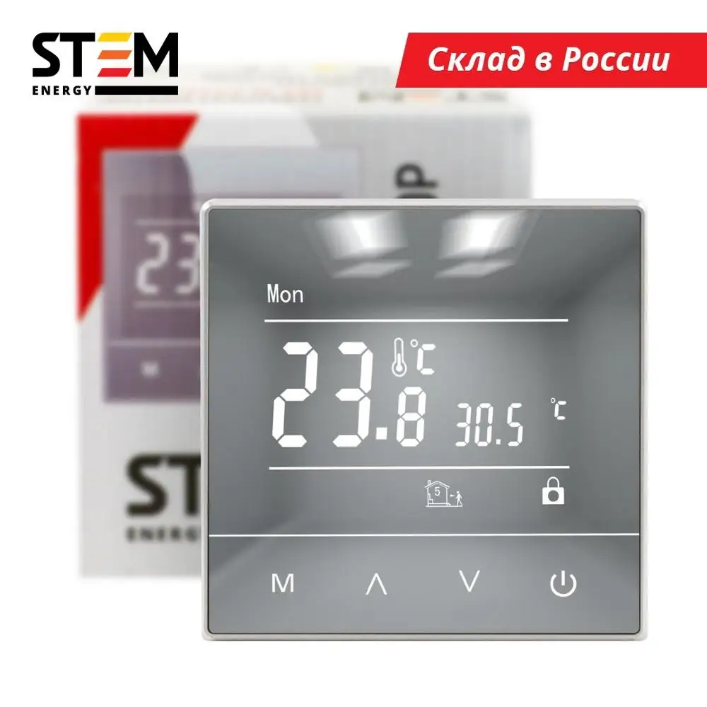 Сенсорный терморегулятор STEM Energy SET-17 SILVER 220В 16А для электрического теплого пола