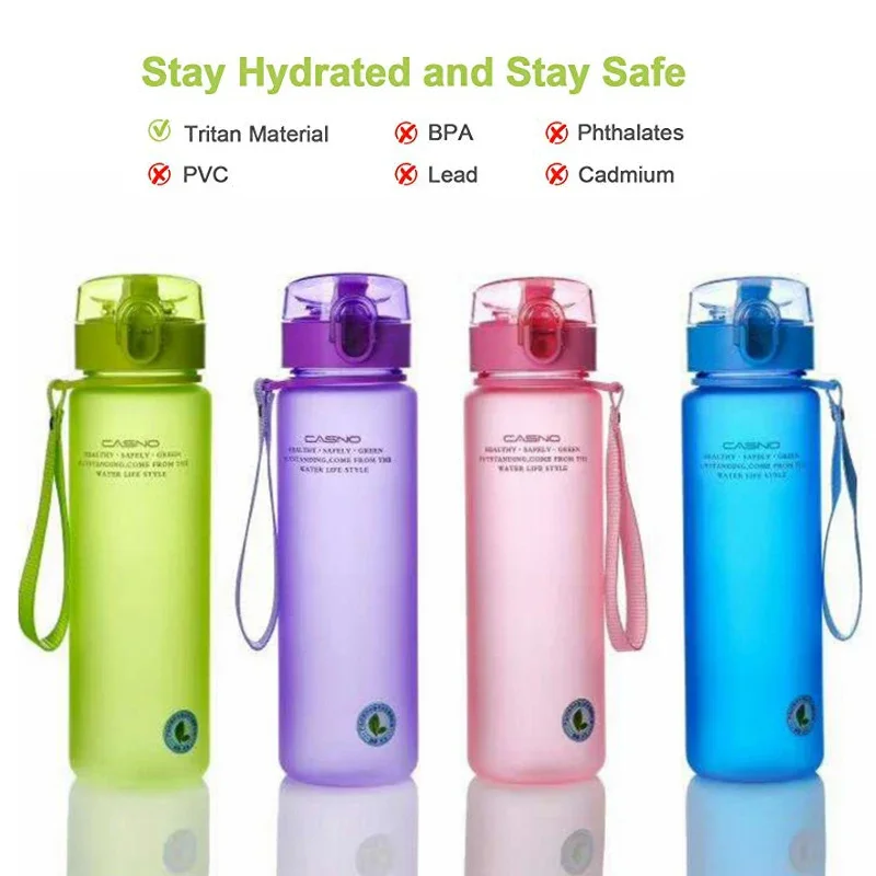 Sports Drink Bottle Portable Bicycle Water Bottle Plastic Gym Bottles for Camping Travel Eco Friendly BPA Free Leakproof Drinks