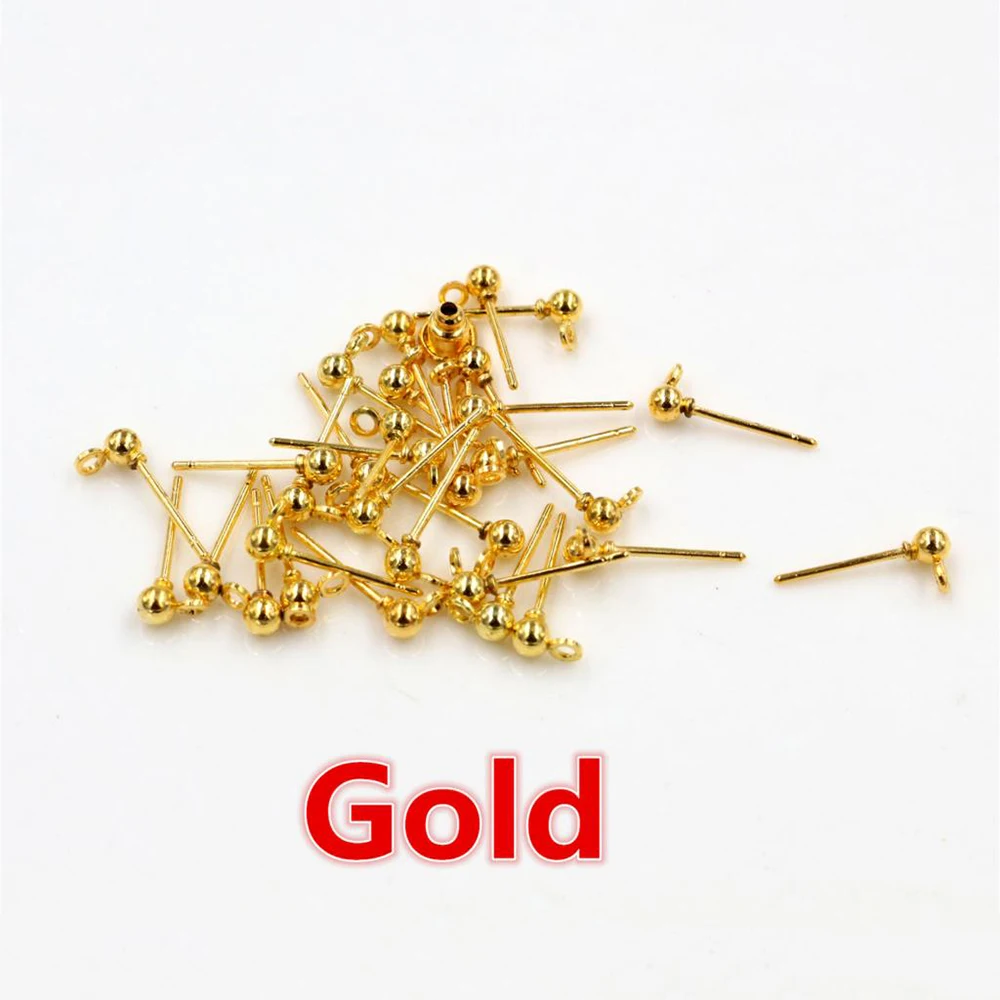 Earring Findings 50pcs 3/4/5mm 6 Colors For DIY Jewelry Making