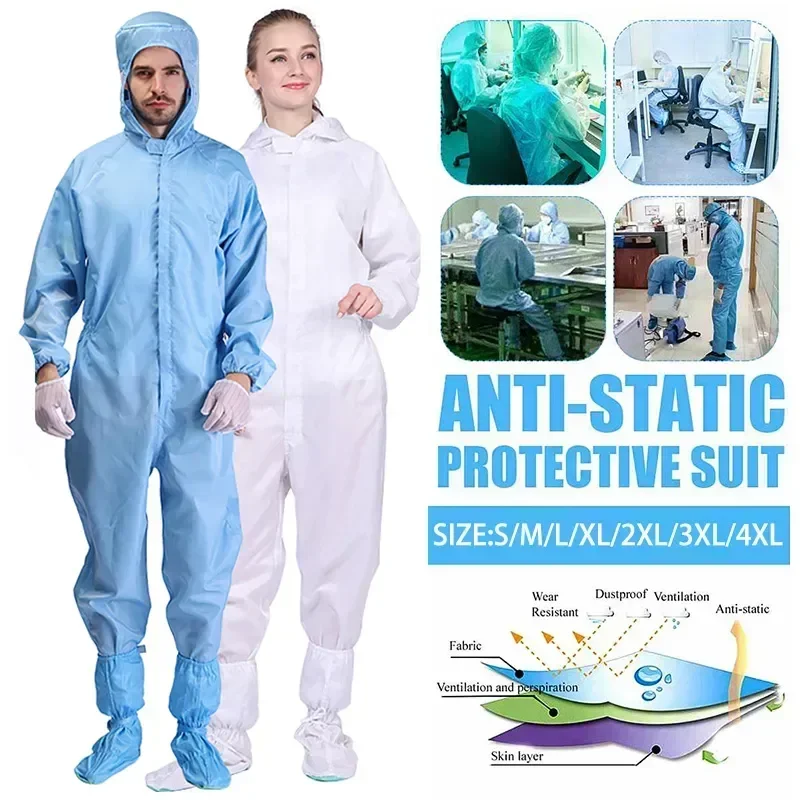 

Clothes Male Hooded Workshop Plus Protection Size Work Jumpsuit Dust-free Overalls Factory Washable Female Anti-static