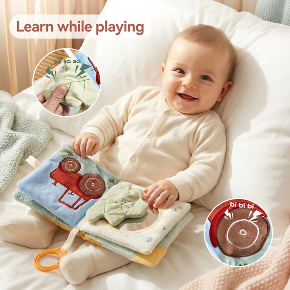 Libro in Stoffa per l'Apprendimento Precoce dei Neonati, Adorabile Agnello, Giocattolo Sensoriale Tattile Resistente ai Morsi e allo Strappo, Regalo per lo Sviluppo Sensoriale dei Neonati - immagine 5