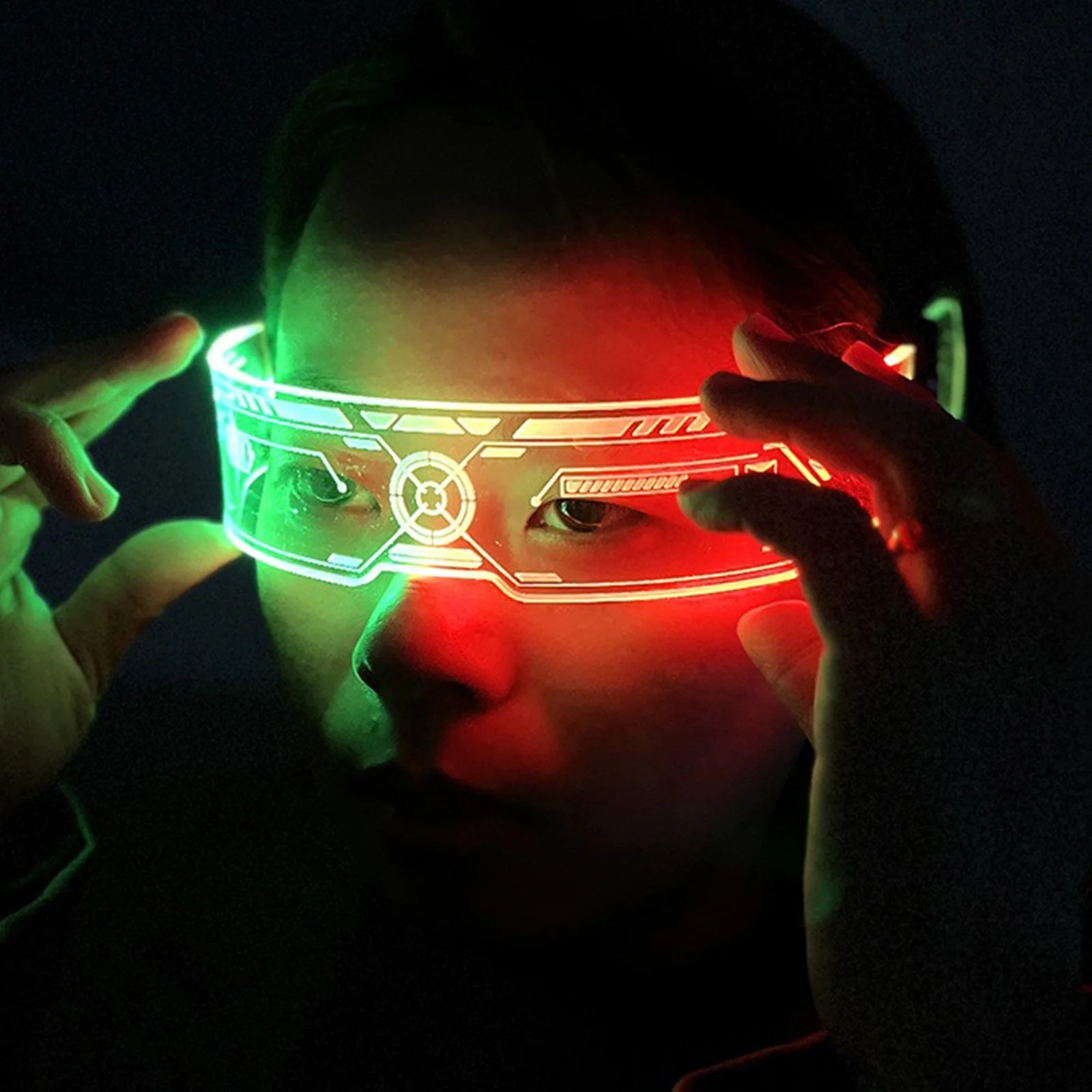 LED Colorful Glowing Glasses Neon Party Christmas Halloween Decoration LED Glowing Glasses Props Holiday Performance Props