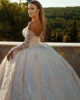 Customized V-Neck Lace Wedding Dresses Off The Shoulder Long Sleeve Shiny Beaded Sequins Princess Ball Gown Vestidos De Novia 2
