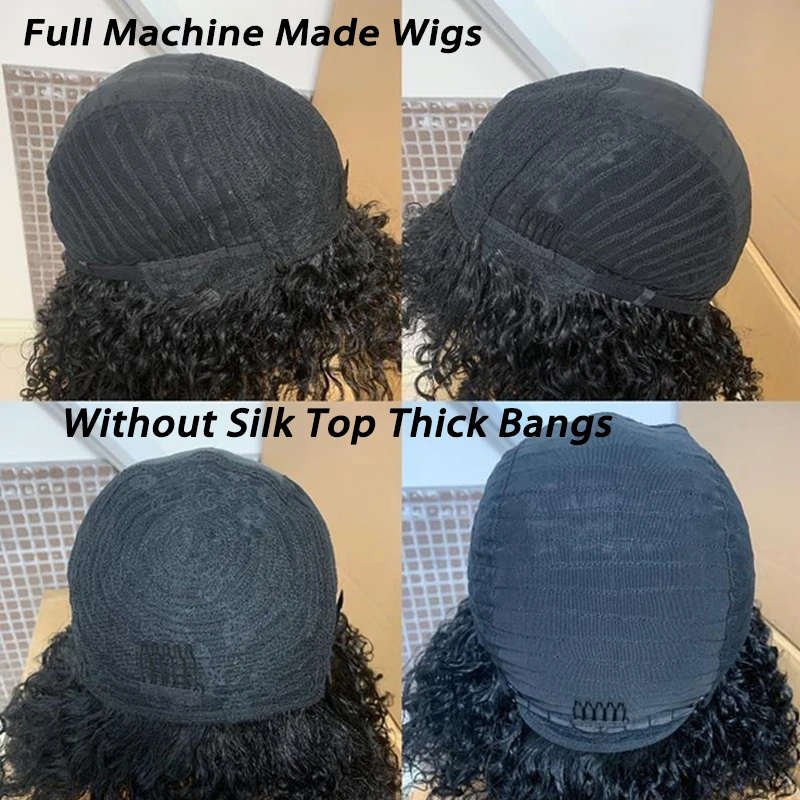 Ombre Body Wave Machine Made Full Human Hair Wigs for Black Women Thick Bangs Glueless Fringe Ombre Highlight #27 Blonde Wigs
