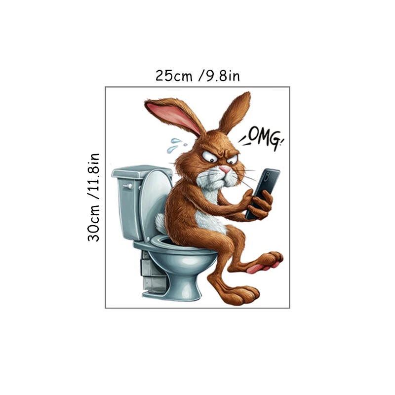 Super Funny Cartoon Animal Toilet Stickers Anime Rabbit Peter Playing Games 3D Vinyl Wall Decals Home Bathroom WC Decoration