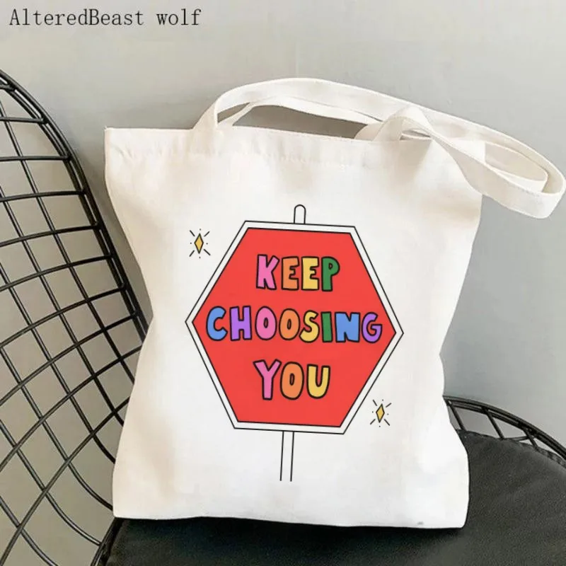 Women Shopper bag I Feel A Lot Of Things Printed CanvasTote Bag Harajuku Shopping Canvas Shopper Bag girl Tote Shoulder Bag