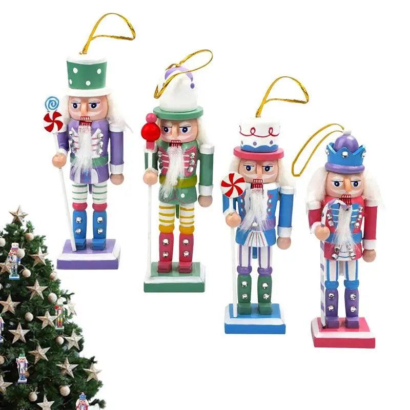 Wooden Nutcracker Soldier Figurines Ornaments 12.5cm Nutcracker Puppet Desktop Crafts Kids Gifts Christmas Home Decorations