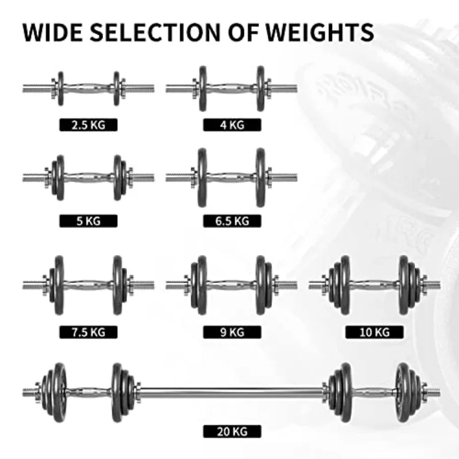 44Lbs Cast Iron Adjustable Dumbbell Set Hand Weight with Solid Dumbbell Handles Changed into Barbell Handily Great for Bodybuild