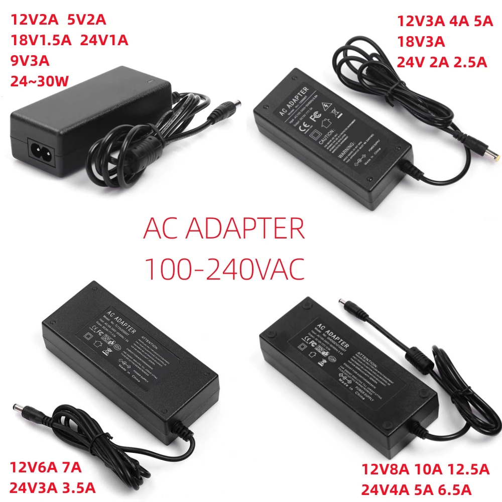 DC 5V 9V 12V 15V 18V 24V 어댑터 전원 공급 장치 AC 100V-240V 1A 2A 3A 5A 6A 8A 10A 충전기 변환기 어댑터 LED 스트립 빛